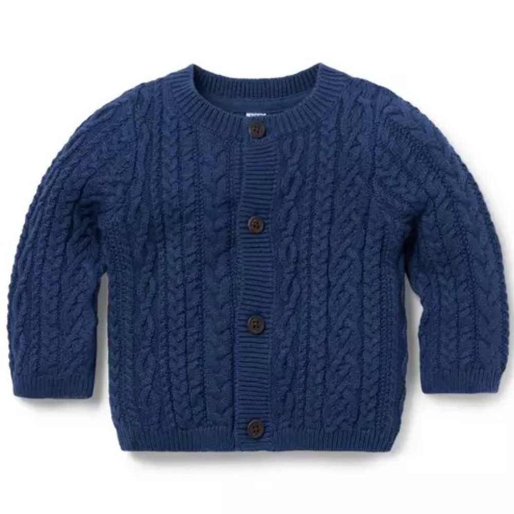 Janie and Jack Cozy Baby Indigo Cable Knit Cardigan NWT Size 18-24 months